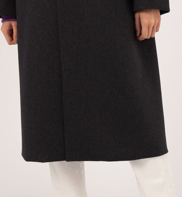 GALERIE VIE「カシミヤビーバー クルーネックロングコート」|ノーカラーコート|