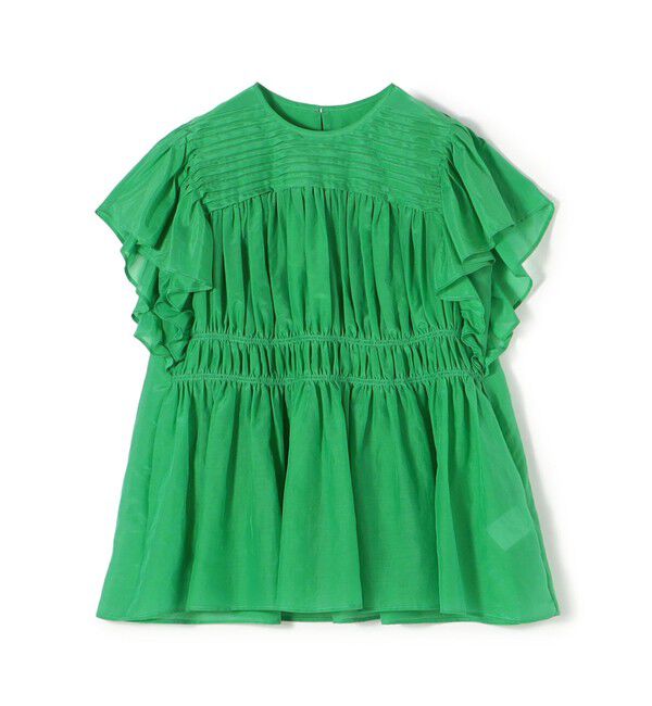 TOMORROWLAND collection「コットンシルク シャーリングラッフルスリーブブラウス」|シャツ・ブラウス|55 グリーン