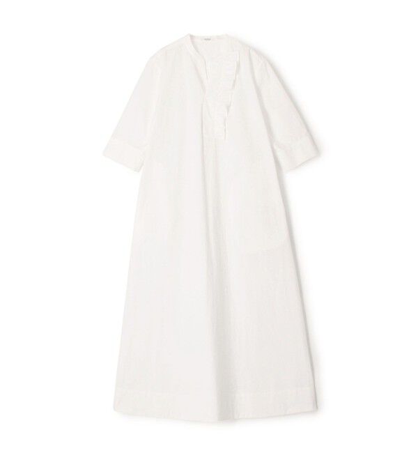 MACPHEE「コットンタイプライター フロントフリルワンピース」|ワンピース|11 ホワイト