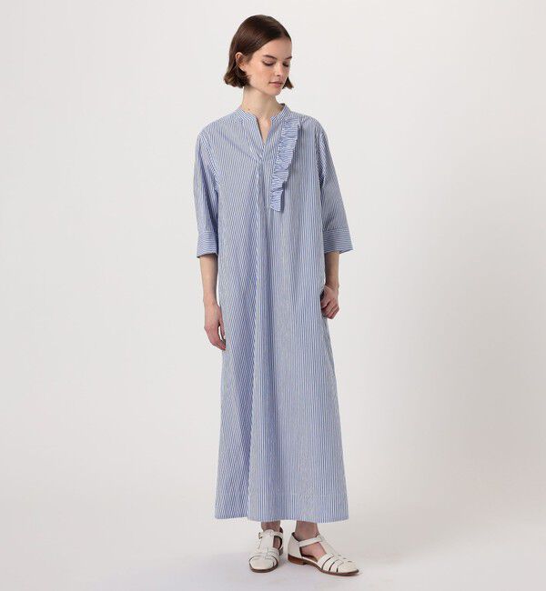 MACPHEE「コットンタイプライター フロントフリルワンピース」|ワンピース|