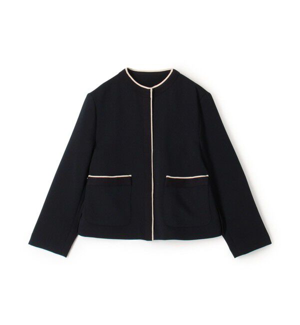 Ballsey「ニットコンビダブルクロス クルーネックジャケット」|ノーカラージャケット|69 ネイビー