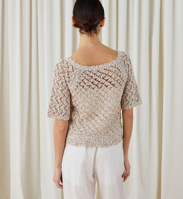 DES PRES「コットンブークレームリネ スクエアネックプルオーバー」|ニット・セーター|