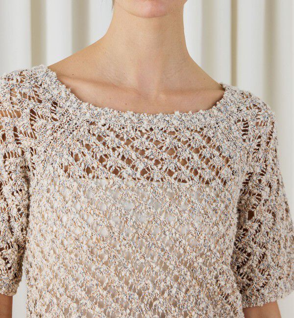 DES PRES「コットンブークレームリネ スクエアネックプルオーバー」|ニット・セーター|