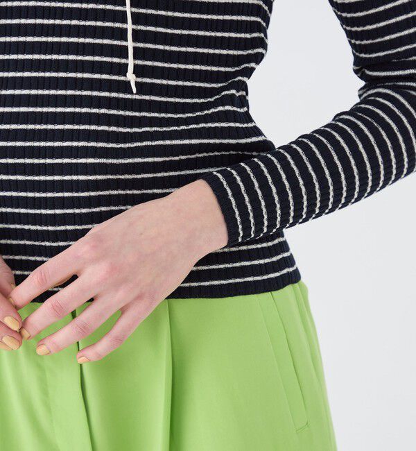 Ballsey「ランダムリブボーダー レースアッププルオーバー」|ニット・セーター|