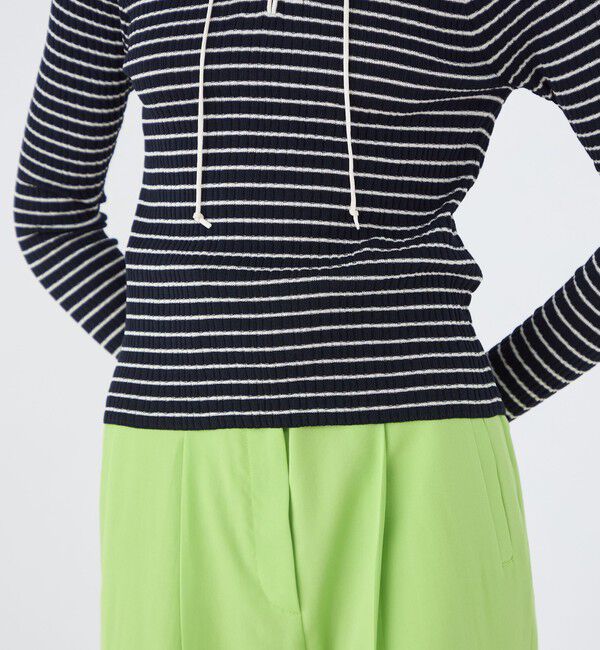 Ballsey「ランダムリブボーダー レースアッププルオーバー」|ニット・セーター|