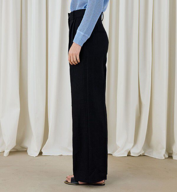 DES PRES「ウェットリネン タックワイドパンツ」|スラックス|