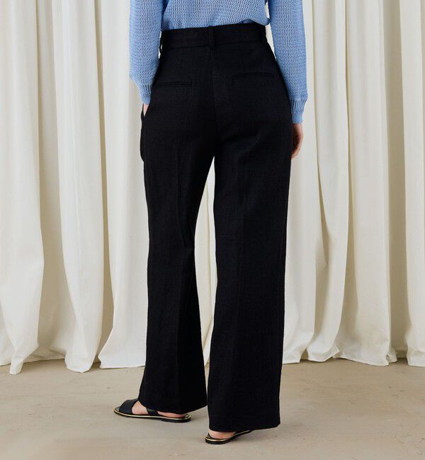 DES PRES「ウェットリネン タックワイドパンツ」|スラックス|