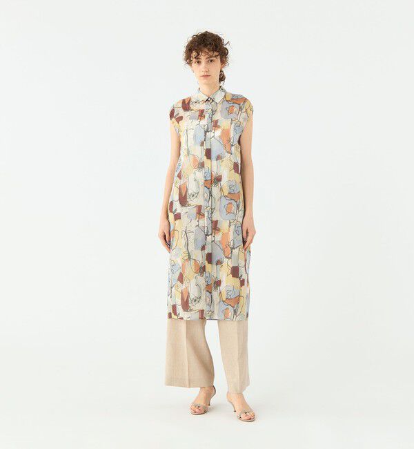 TOMORROWLAND collection「オイルペイントプリント ギャザースリーブワンピース」|ワンピース|