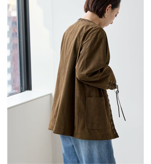  「SUEDE-LIKE LACEUP JACKET」|ノーカラージャケット|