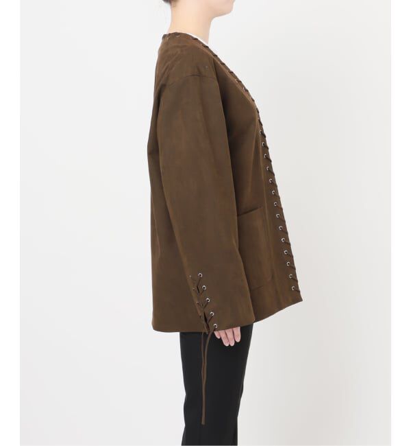  「SUEDE-LIKE LACEUP JACKET」|ノーカラージャケット|