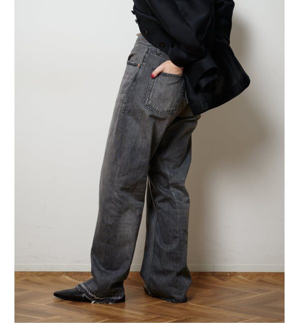  「《予約》レースアップデニムパンツ」|デニム|グレー