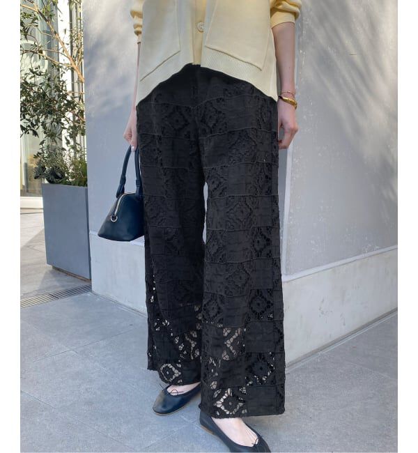 SLOBE IENA「《予約》コットンレースイージーパンツ」|その他|ブラック