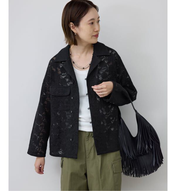 SLOBE IENA「《予約》ブロイダーレースオープンカラーシャツ」|シャツ・ブラウス|