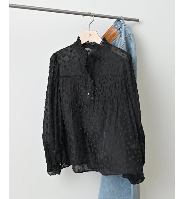 SLOBE IENA「《WEB限定/追加予約》フラワージャガードフリルブラウス」|シャツ・ブラウス|