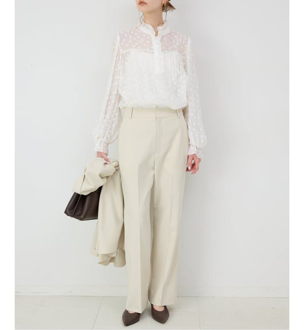 SLOBE IENA「《WEB限定/追加予約》フラワージャガードフリルブラウス」|シャツ・ブラウス|