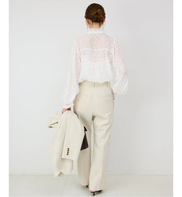 SLOBE IENA「《WEB限定/追加予約》フラワージャガードフリルブラウス」|シャツ・ブラウス|