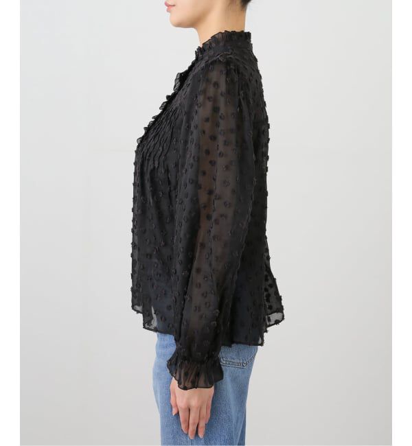 SLOBE IENA「《WEB限定/追加予約》フラワージャガードフリルブラウス」|シャツ・ブラウス|