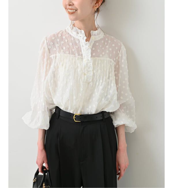 SLOBE IENA「《WEB限定/追加予約》フラワージャガードフリルブラウス」|シャツ・ブラウス|