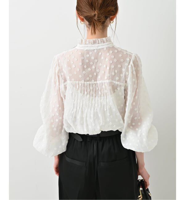 SLOBE IENA「《WEB限定/追加予約》フラワージャガードフリルブラウス」|シャツ・ブラウス|