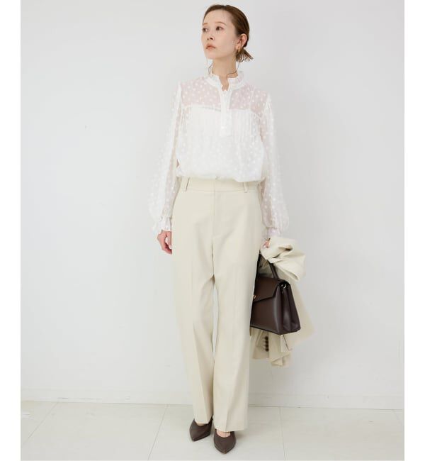 SLOBE IENA「《WEB限定/追加予約》フラワージャガードフリルブラウス」|シャツ・ブラウス|