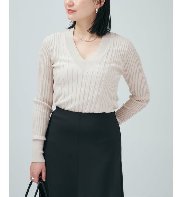 VERMEIL par iena「《予約》イタリア糸 RIB Vネックプルオーバー」|ニット・セーター|