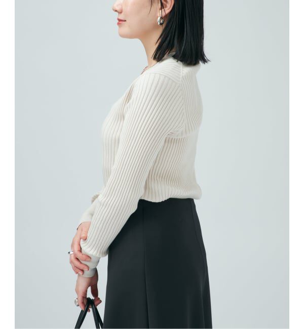 VERMEIL par iena「《予約》イタリア糸 RIB Vネックプルオーバー」|ニット・セーター|