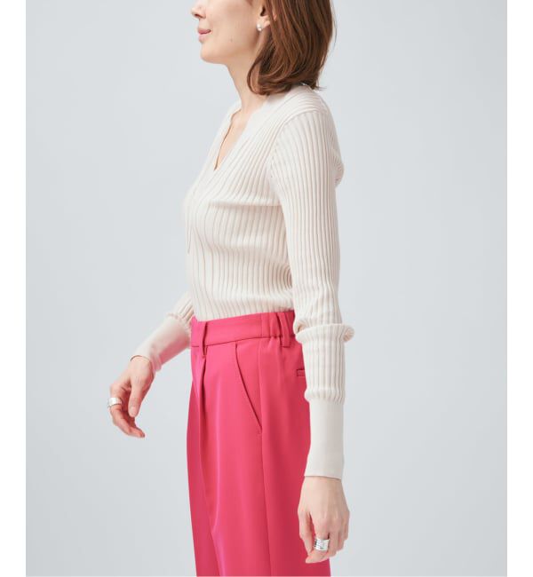 VERMEIL par iena「《予約》イタリア糸 RIB Vネックプルオーバー」|ニット・セーター|