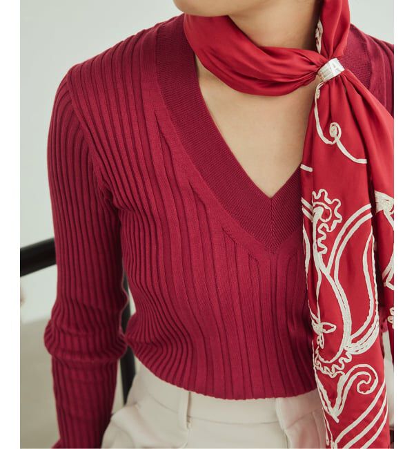 VERMEIL par iena「《予約》イタリア糸 RIB Vネックプルオーバー」|ニット・セーター|ピンク