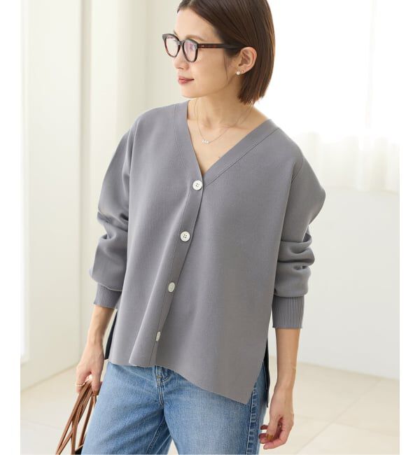 IENA「《追加予約》ファインコットンスムースVネックカーディガン」|カーディガン|