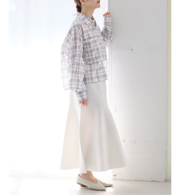 IENA「《追加予約》シャーリングチェックショートシャツ」|シャツ・ブラウス|