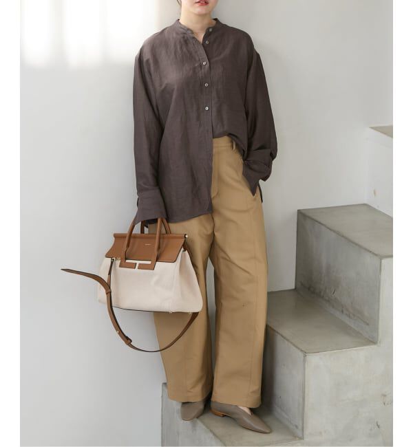 IENA「《一部カラーWEB限定/予約》ラミーリヨセルバンドカラーシャツ」|シャツ・ブラウス|