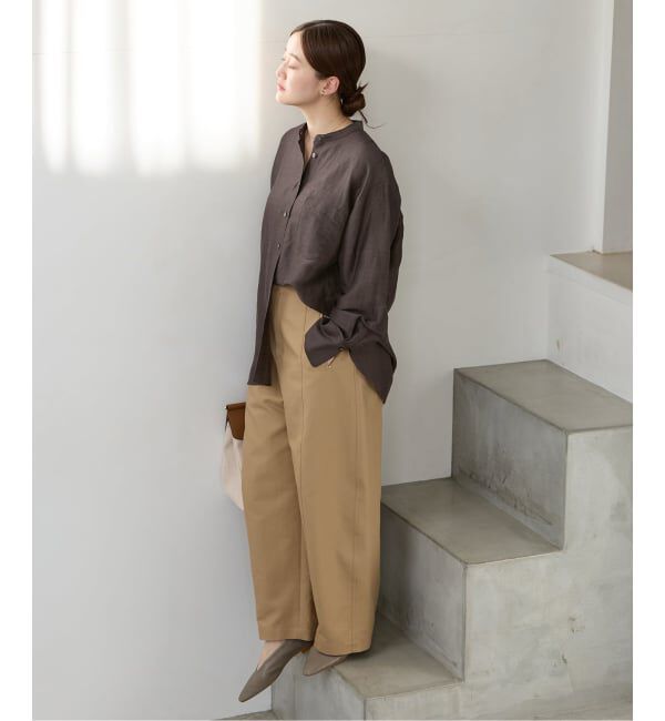 IENA「《一部カラーWEB限定/予約》ラミーリヨセルバンドカラーシャツ」|シャツ・ブラウス|