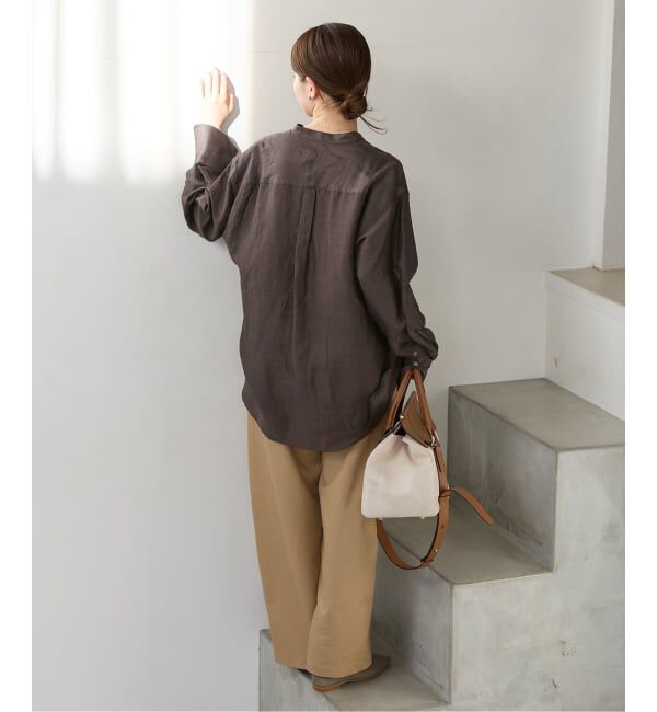 IENA「《一部カラーWEB限定/予約》ラミーリヨセルバンドカラーシャツ」|シャツ・ブラウス|