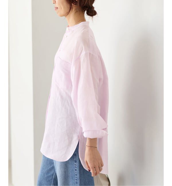 IENA「《一部カラーWEB限定/予約》ラミーリヨセルバンドカラーシャツ」|シャツ・ブラウス|