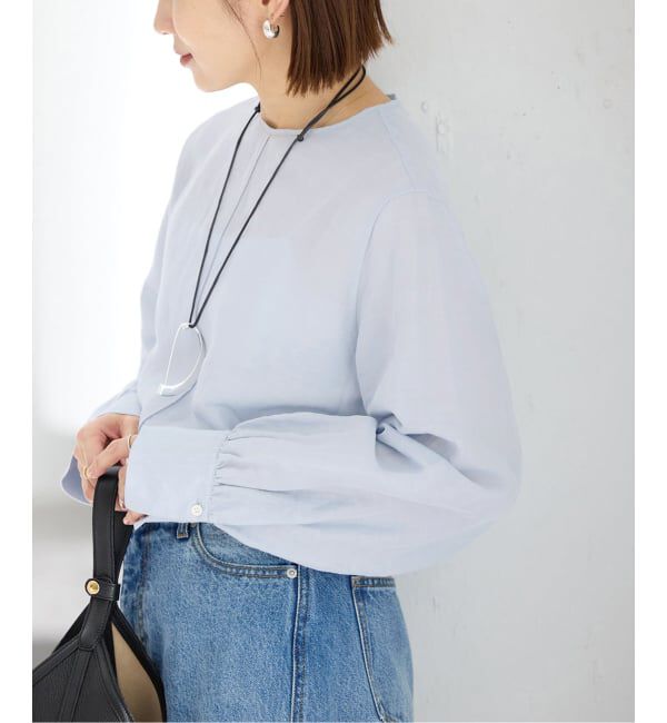 IENA「《WEB限定/追加2予約》ラミーリヨセルノーカラーブラウス」|シャツ・ブラウス|サックスブルー