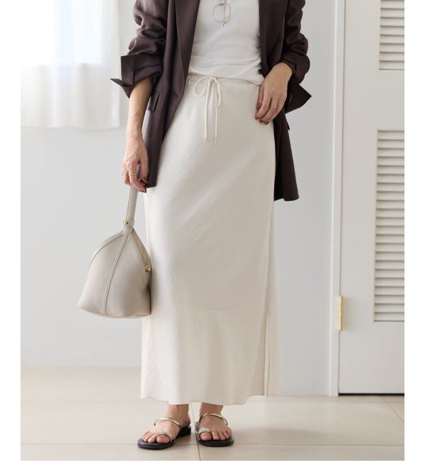 IENA「《予約》アンティークサテン イージースカート」|スカート|ホワイト