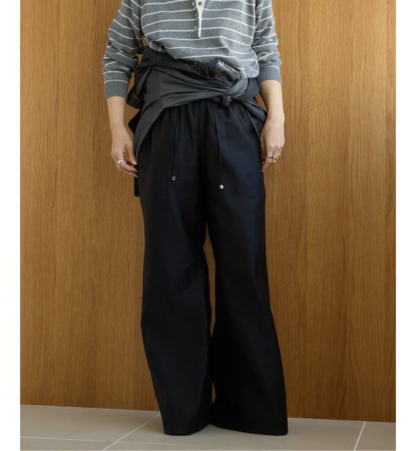 IENA LA BOUCLE「《予約》IENA LA BOUCLE コットンサテンイージーパンツ」|その他|ブラック