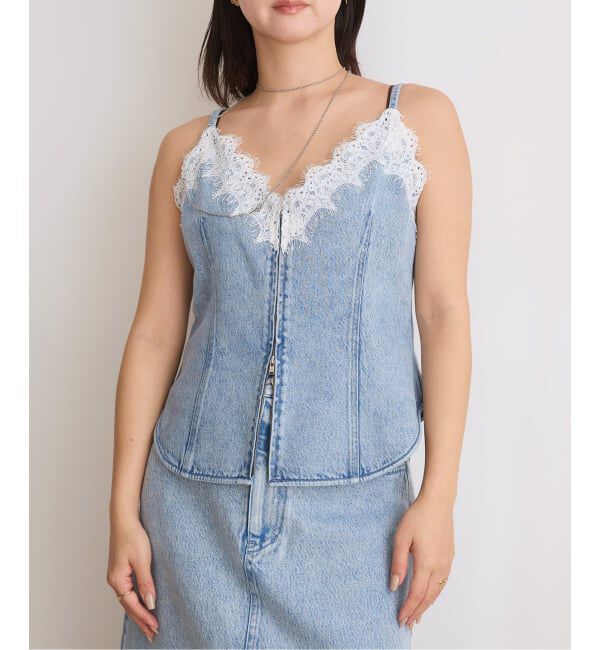 IENA LA BOUCLE「《予約》IENA LA BOUCLE ソフトデニムレースコンビキャミソール」|キャミソール|
