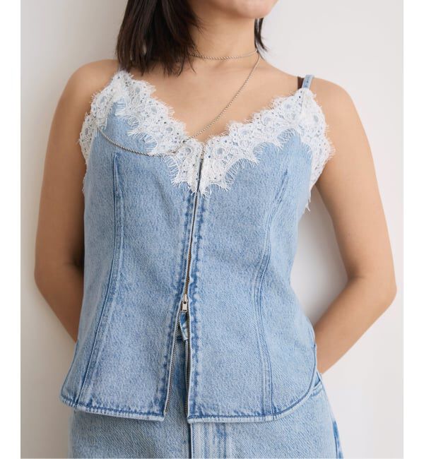 IENA LA BOUCLE「《予約》IENA LA BOUCLE ソフトデニムレースコンビキャミソール」|キャミソール|