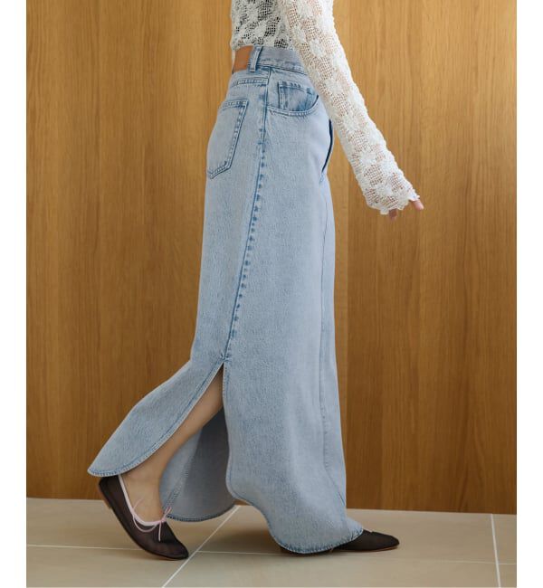 IENA LA BOUCLE「《予約》IENA LA BOUCLE ソフトデニムスリットスカート」|スカート|ブルー B