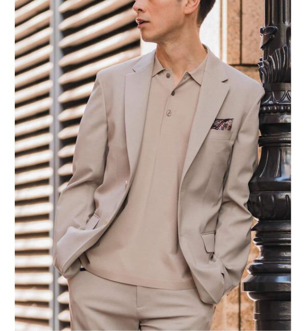 EDIFICE「《予約》"抗菌防臭＆シワ防止機能" ワルツ ツイル 2ボタン ジャケット」|スーツ|ベージュ