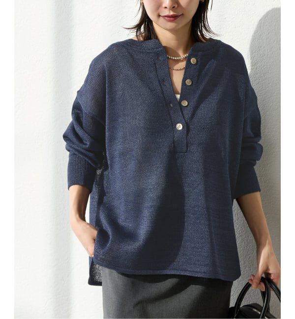 JOURNAL STANDARD「《予約》テープヤーンヘンリープルオーバー」|ニット・セーター|ネイビー