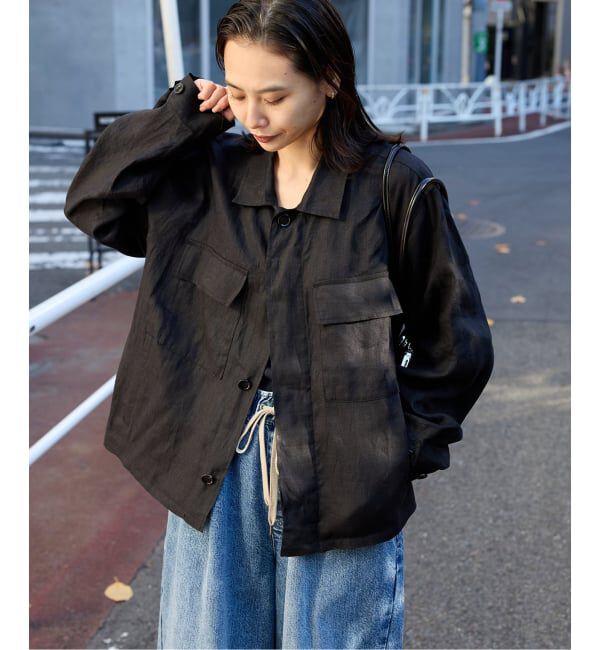 JOURNAL STANDARD「《追加予約》リネンミリタリージャケット」|ミリタリージャケット|ブラック