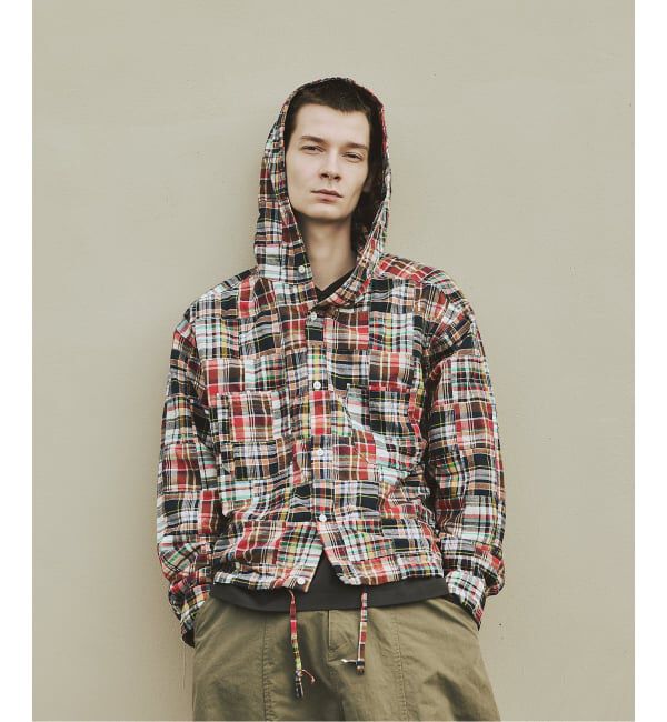 JOURNAL STANDARD「《予約》パッチ マドラス チェック フーディ シャツ」|シャツ・ブラウス|