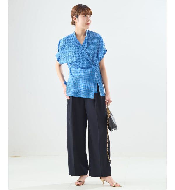 journal standard L'essage「《予約》DEVEAUXフラワー&チェック/無地タックスリーブシャツ」|シャツ・ブラウス|