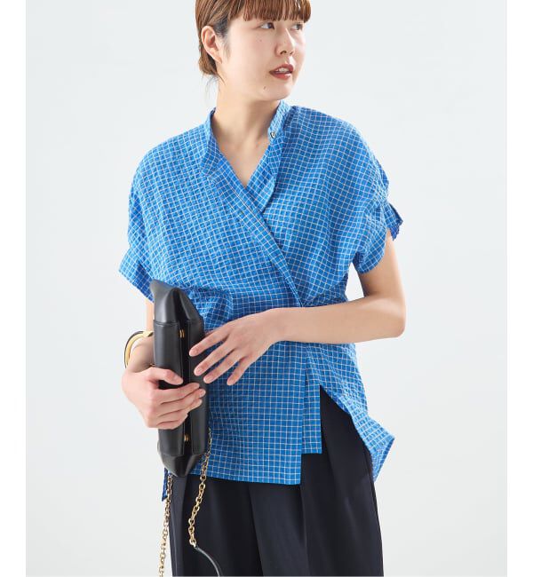 journal standard L'essage「《予約》DEVEAUXフラワー&チェック/無地タックスリーブシャツ」|シャツ・ブラウス|