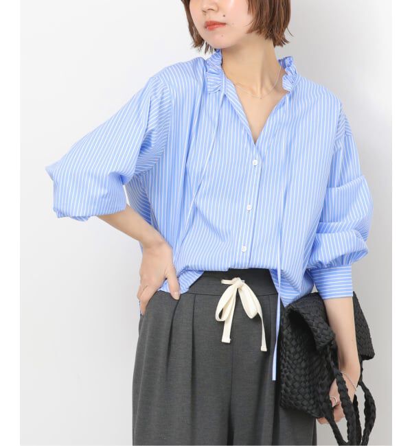 JOURNAL STANDARD relume「《予約》ハイカウントストライプスタンドカラー2way」|シャツ・ブラウス|