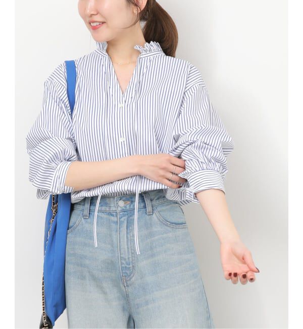JOURNAL STANDARD relume「《予約》ハイカウントストライプスタンドカラー2way」|シャツ・ブラウス|