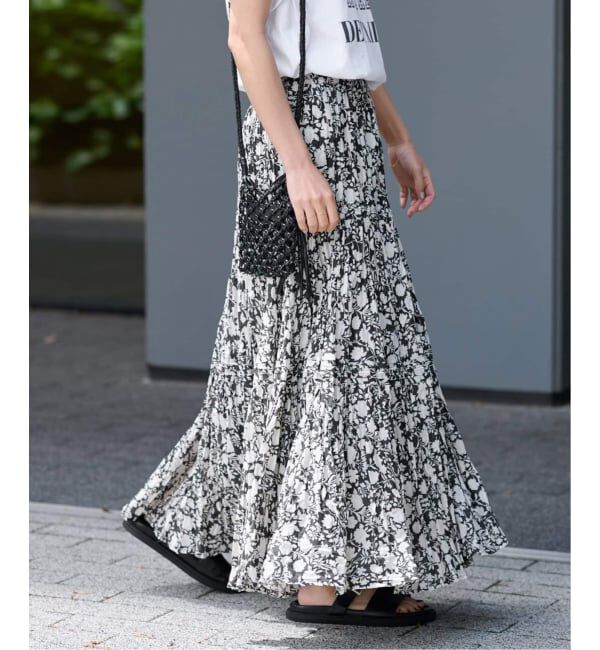 JOURNAL STANDARD relume「《WEB限定追加予約 / 新色》コットンボイルクリンクルティアードスカート（柄）」|スカート|ブラック A