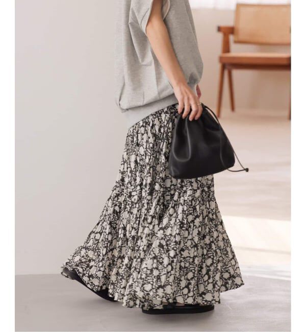 JOURNAL STANDARD relume「《WEB限定追加予約 / 新色》コットンボイルクリンクルティアードスカート（柄）」|スカート|